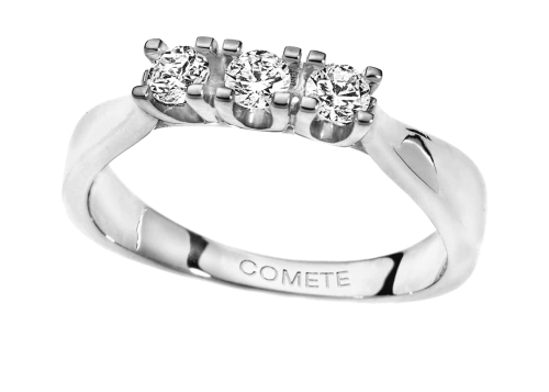 Anello chiaro con tre elementi rotondi allineati