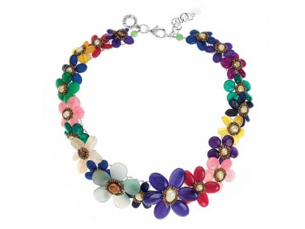 Collana con motivi floreali multicolori