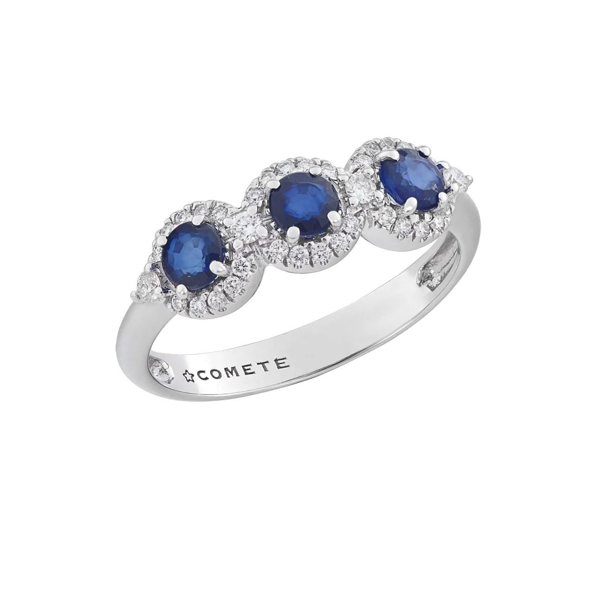 Anello trilogy COMETE con zaffiri e diamanti