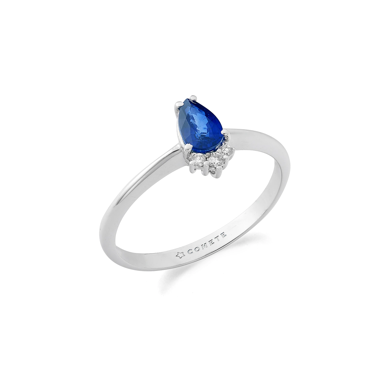 Anello COMETE in oro, diamanti e zaffiro a goccia