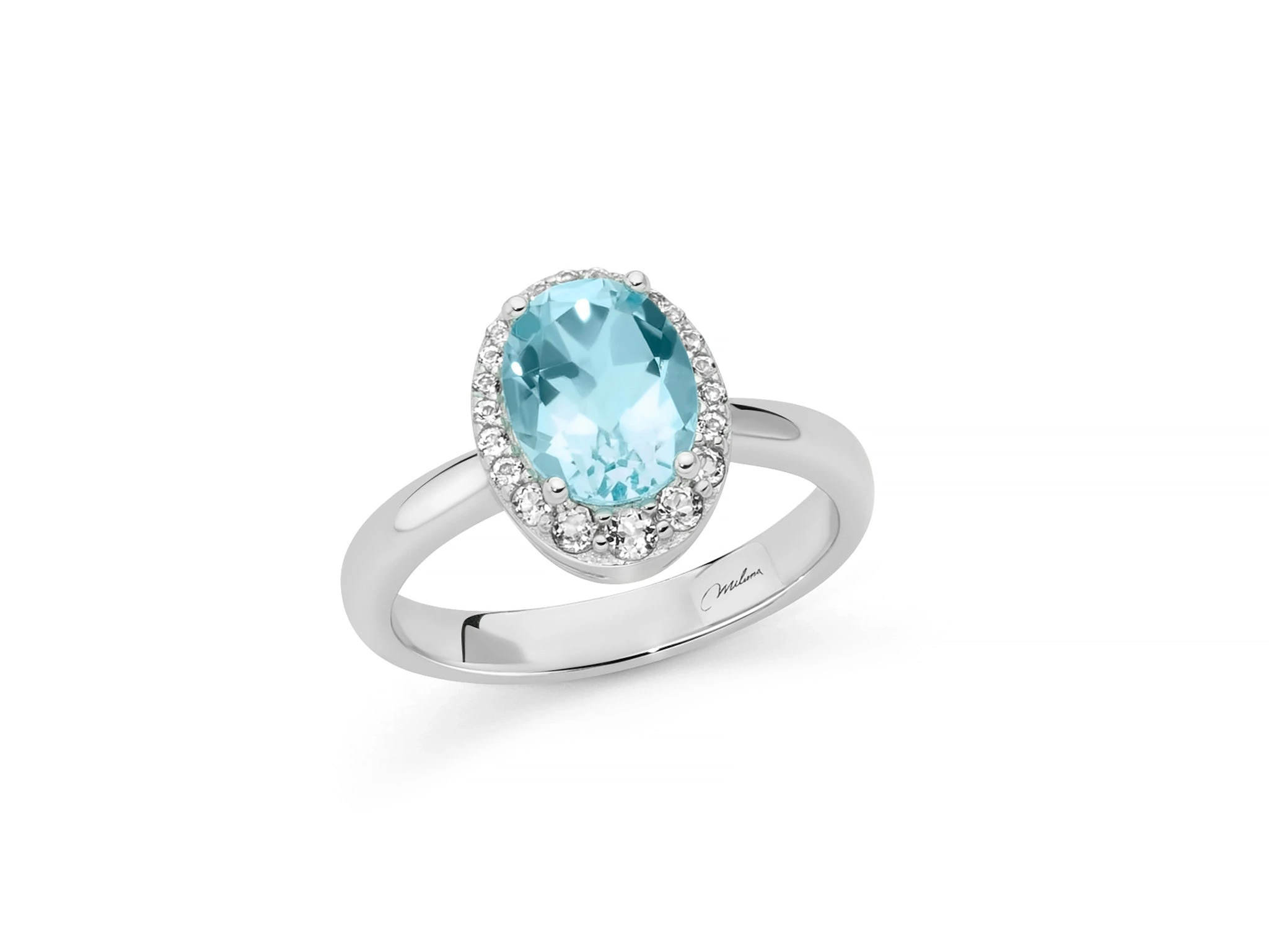 Anello MILUNA con Gemma del Cielo ovale e topazi bianchi
