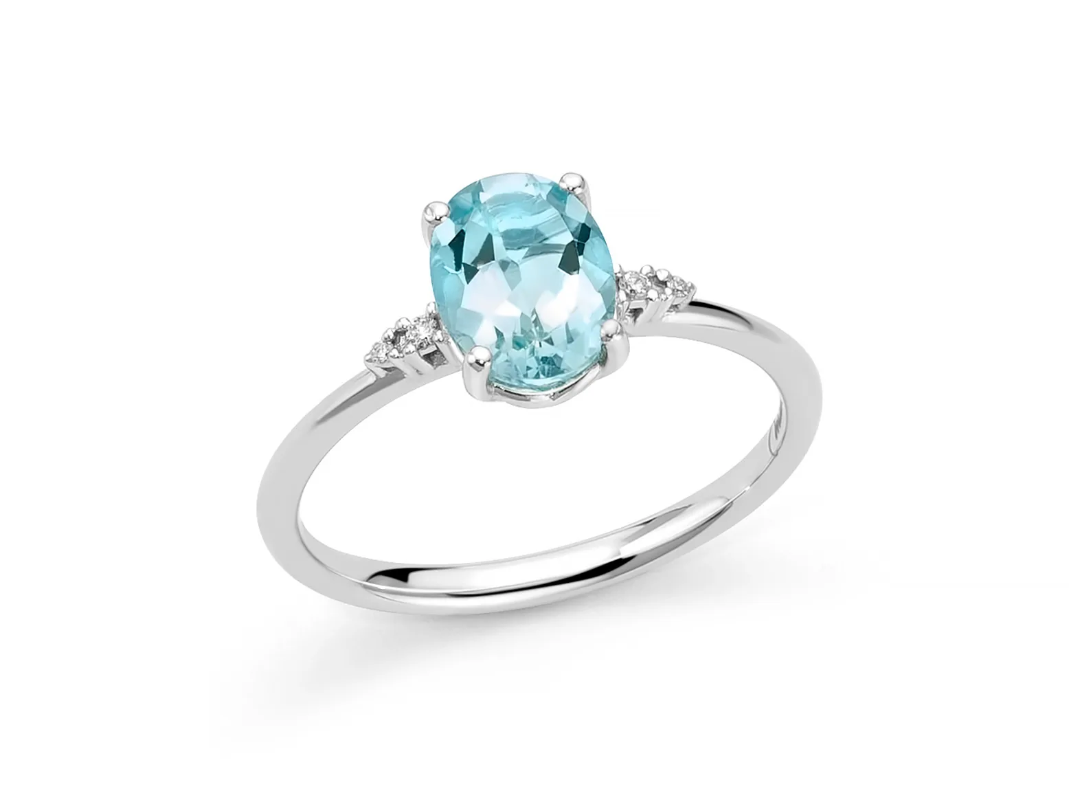 Anello MILUNA con topazio azzurro ovale e diamanti in oro bianco, da Di Nucci a Novara