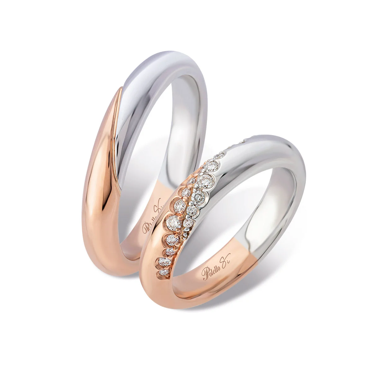 Fedi POLELLO Scelta d'Amore in oro bianco, oro rosa e diamanti