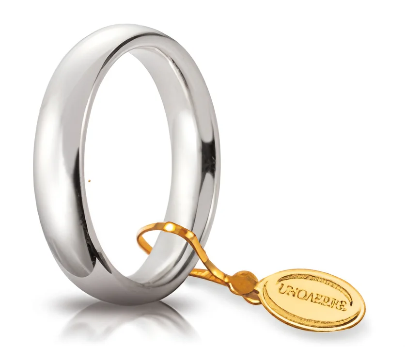 Fede comoda UNOAERRE da 4 mm in oro bianco